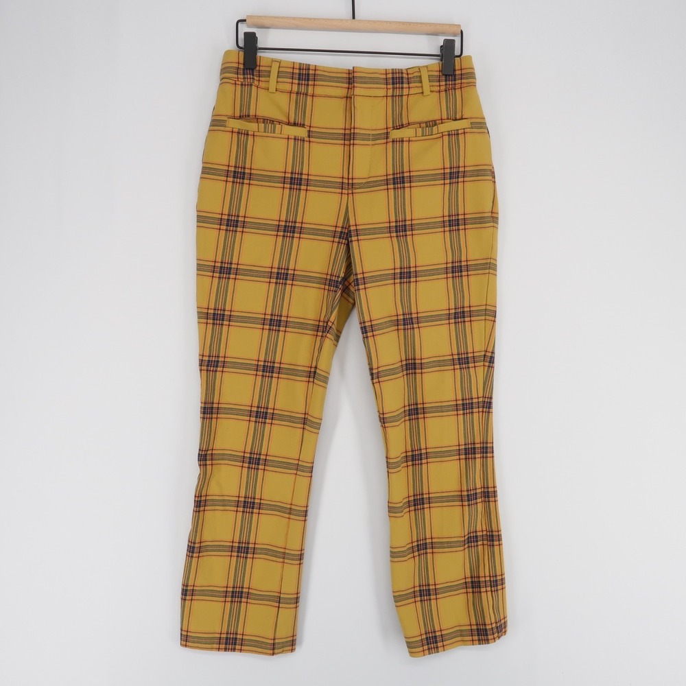 Maeve The Essential Slim Pants Womens 4 Yellow Plaid Kick Flare Crop